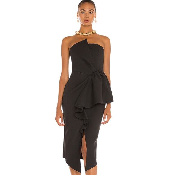 Elliatt S NEW Black Reception Dress Pleated Bow Strapless Cocktail Party - Picture 1 of 11